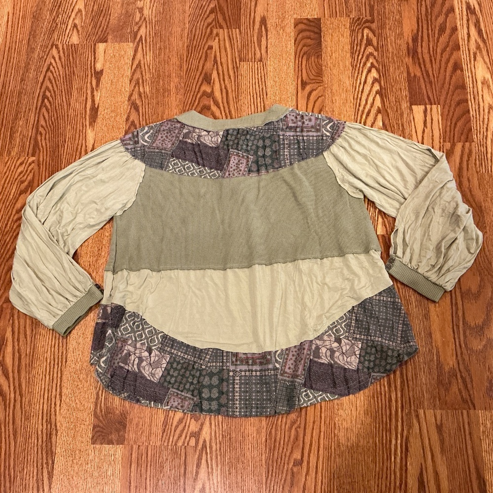New Pol Long Sleeve Patchwork Top - image 2